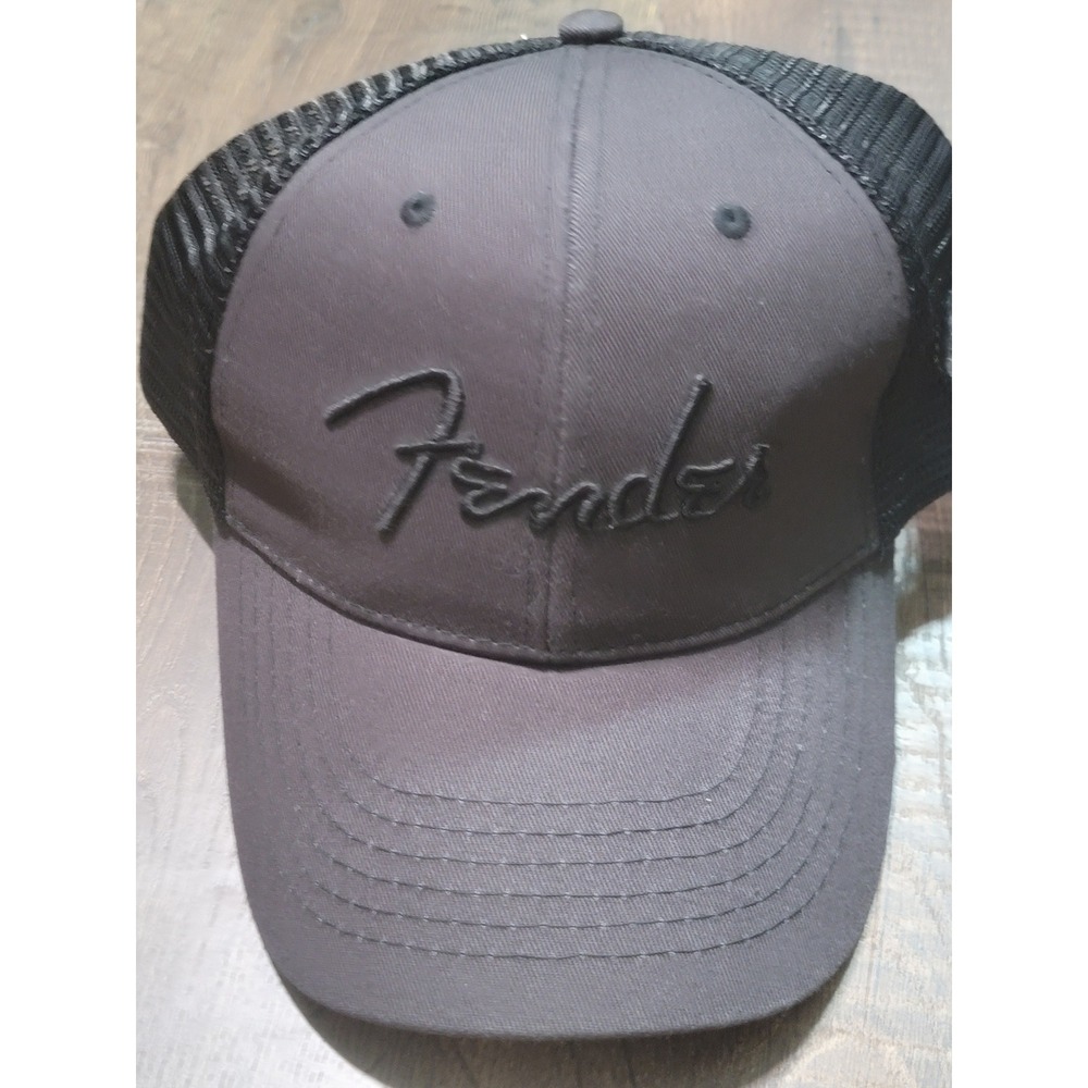 Fender Black Trucker Hat Embroidered Logo Mesh Back Adjustable OSFA New NWT